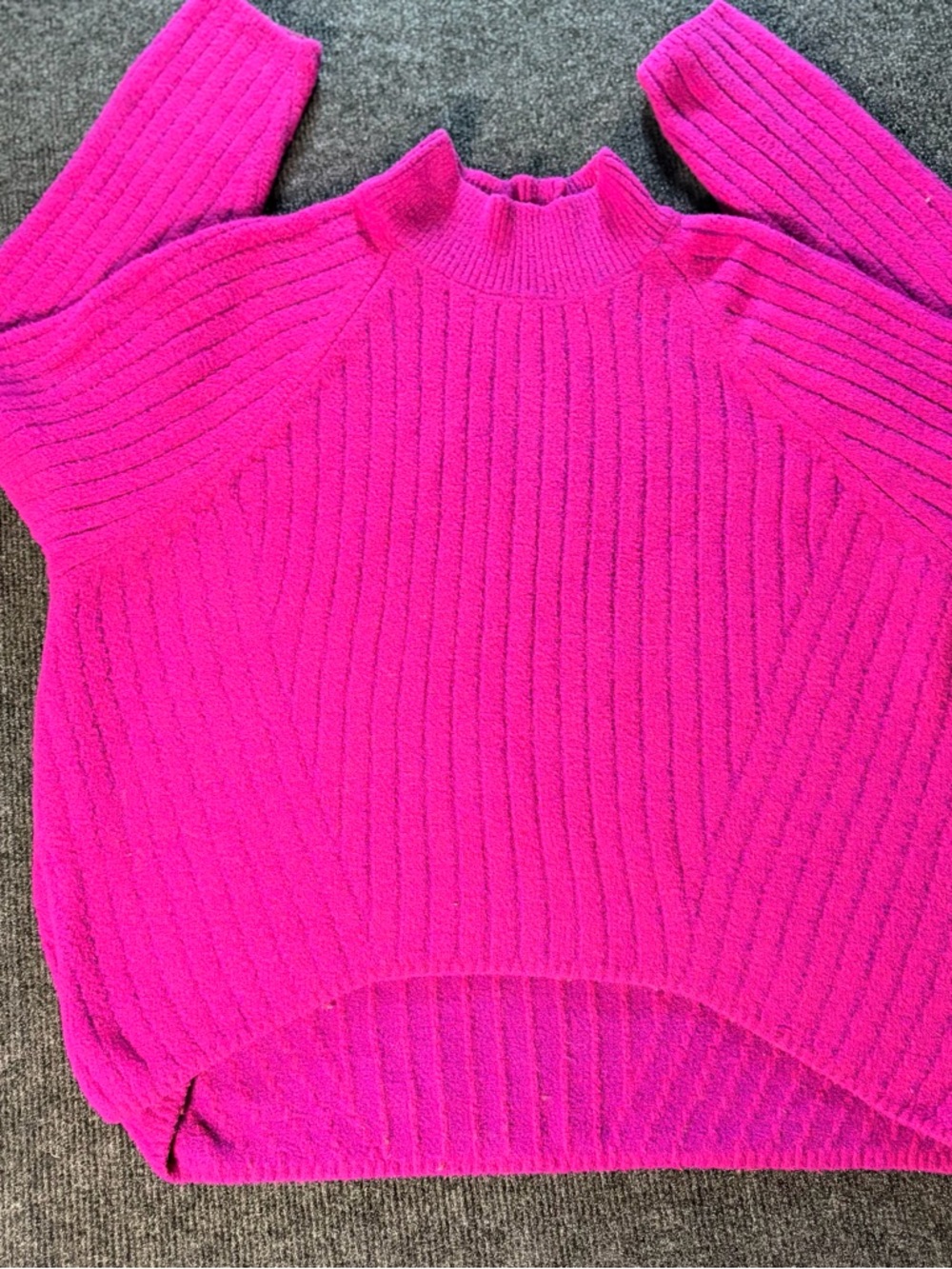 Express Hot Pink Ribbed Mock Neck Sweater
